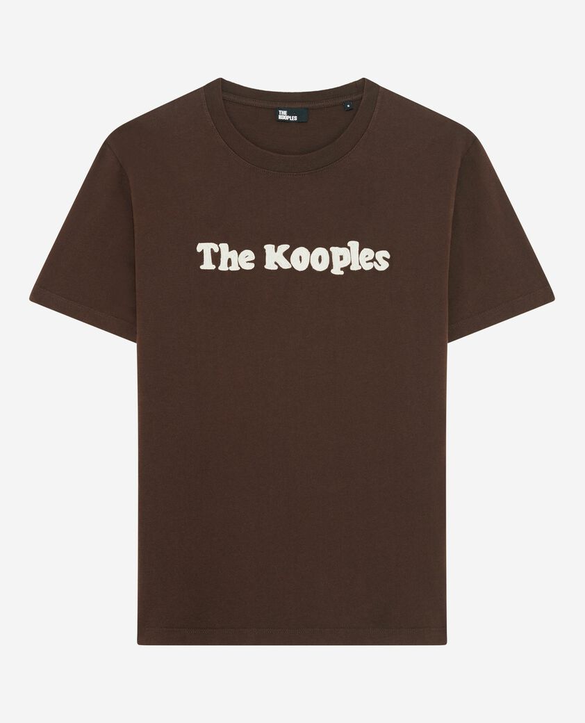 The Kooples MEN BROWN t-shirt with brown embroidery