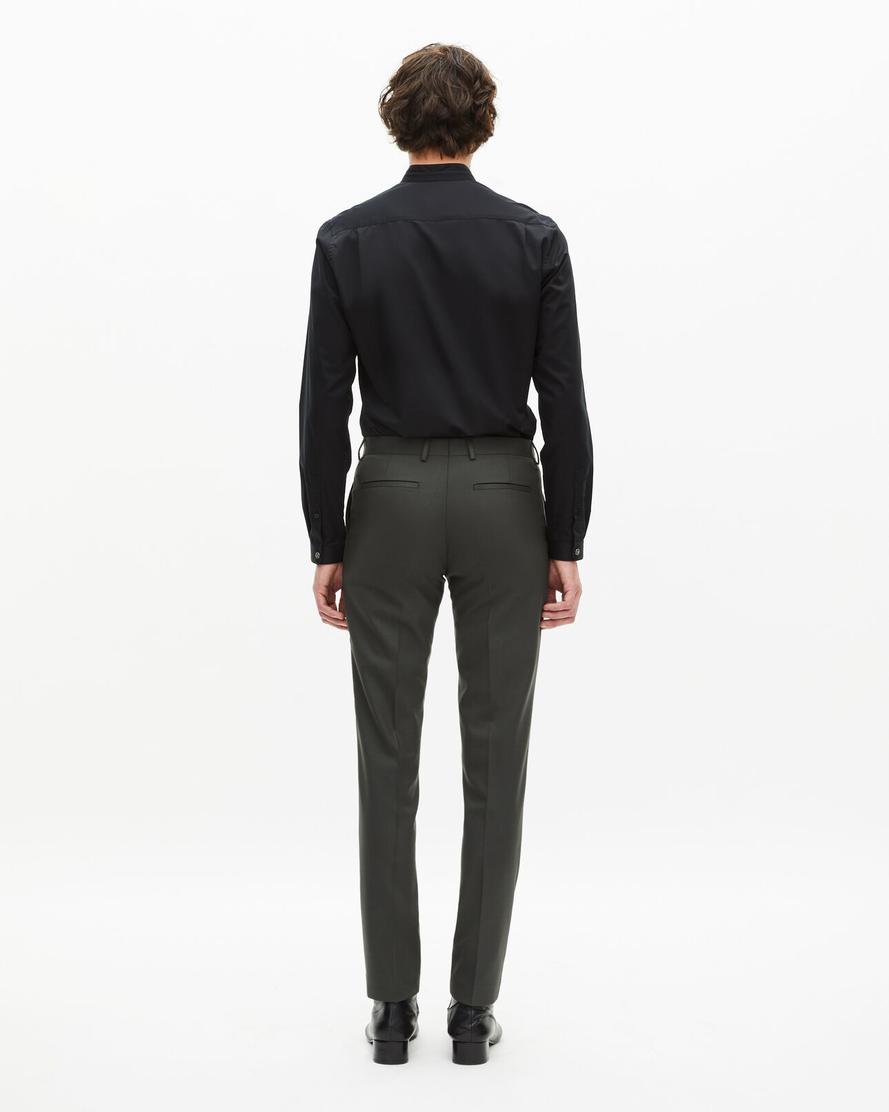 The Kooples MEN KAKI khaki wool suit trousers fitted trousers