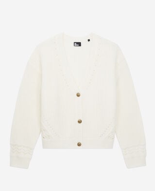 The Kooples F ECRU ecru wool-blend cardigan