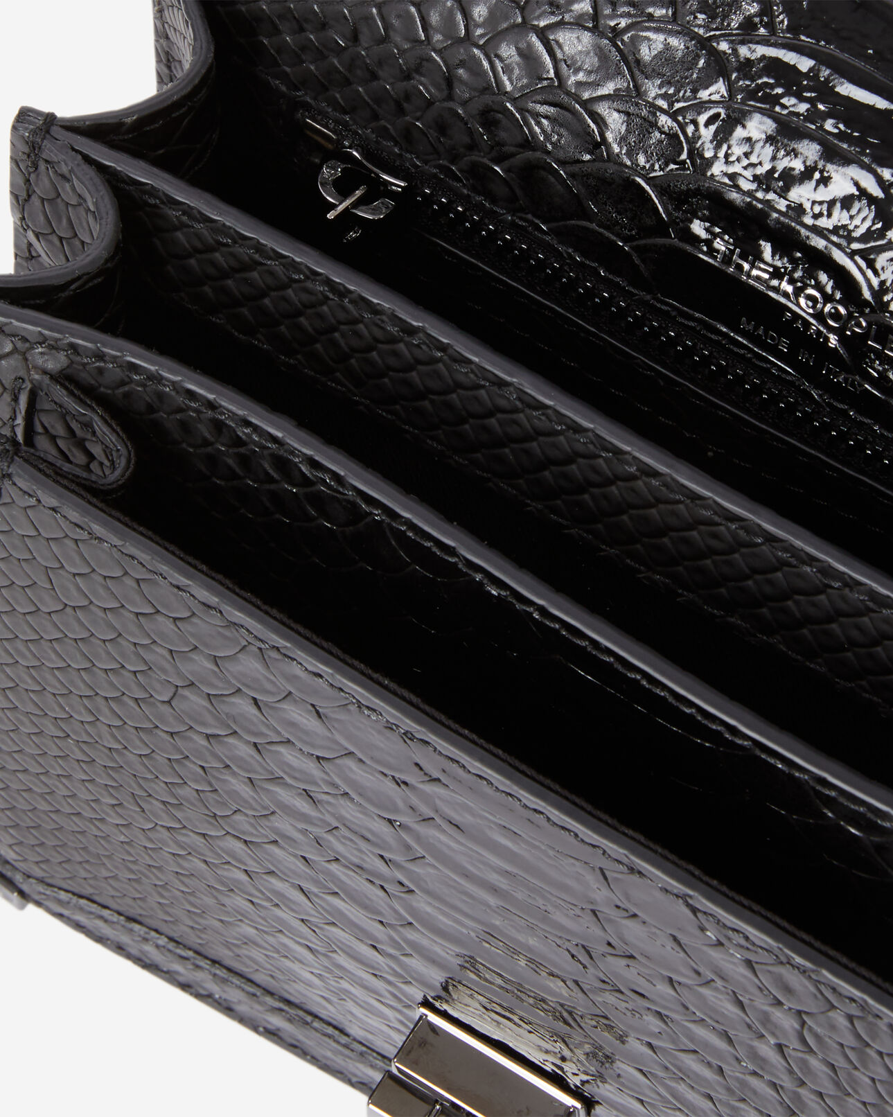 The Kooples WOMEN BLACK emily small bag in black python-effect leather