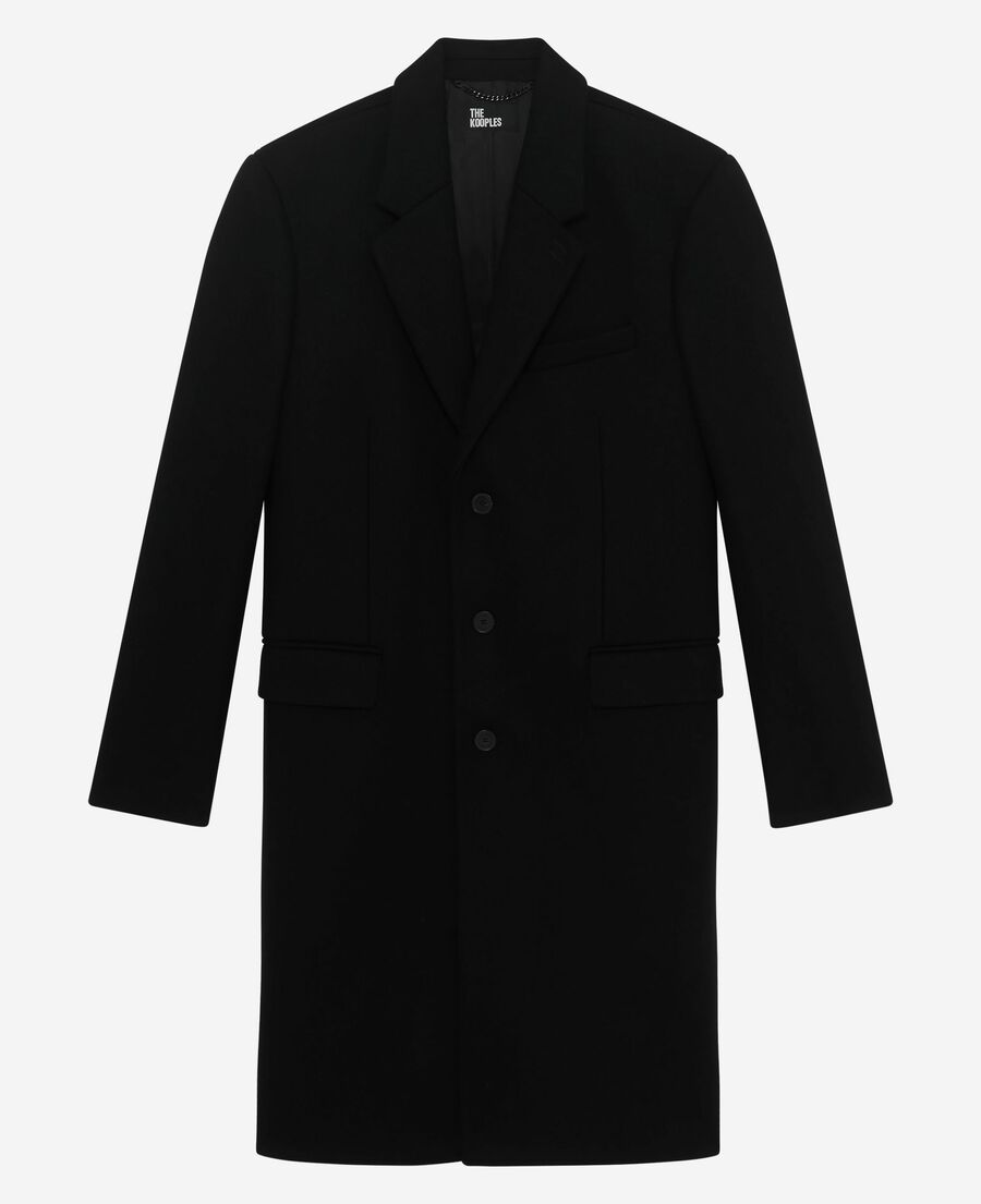 The Kooples MEN BLACK black leather lapel collar coat