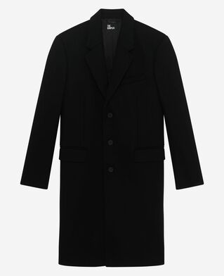 The Kooples MEN BLACK black leather lapel collar coat
