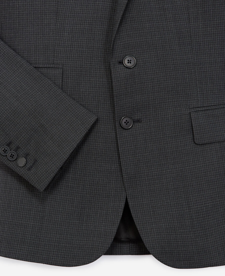 slim-fit gray jacket in micro-check wool
