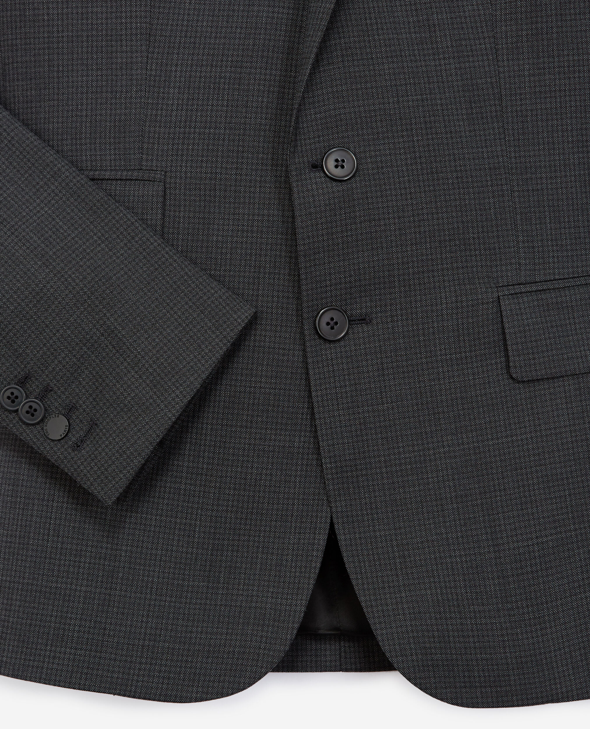 Slim-fit gray jacket in micro-check wool, ANTHRACITE, hi-res image number null