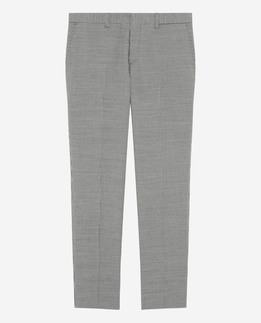 The Kooples HOMME BLACK GREY pantalon de costume ajusté en pied de poule noir et blanc