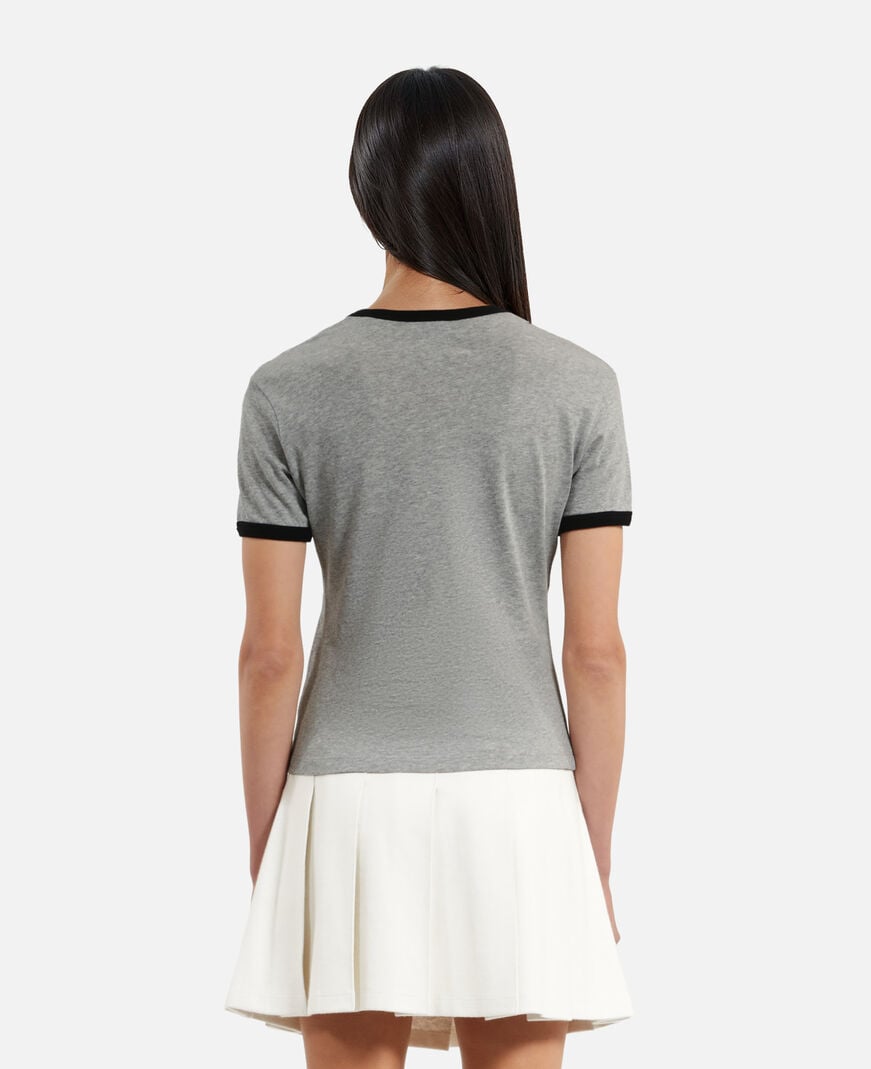 The Kooples WOMEN GREY MELANGE t-shirt with gray screen printing