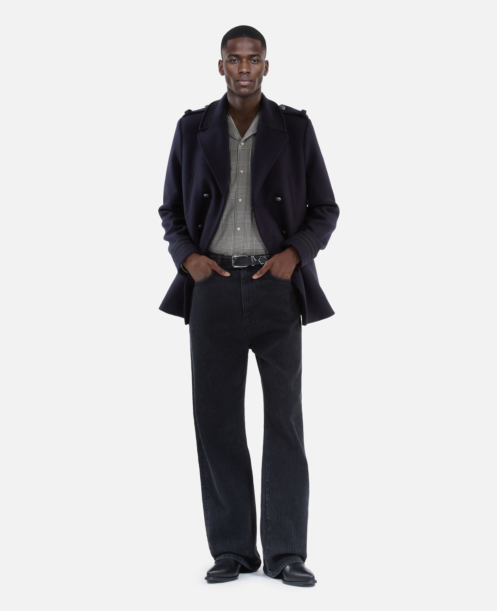 The Kooples MEN DARK NAVY navy blue officer-style pea coat