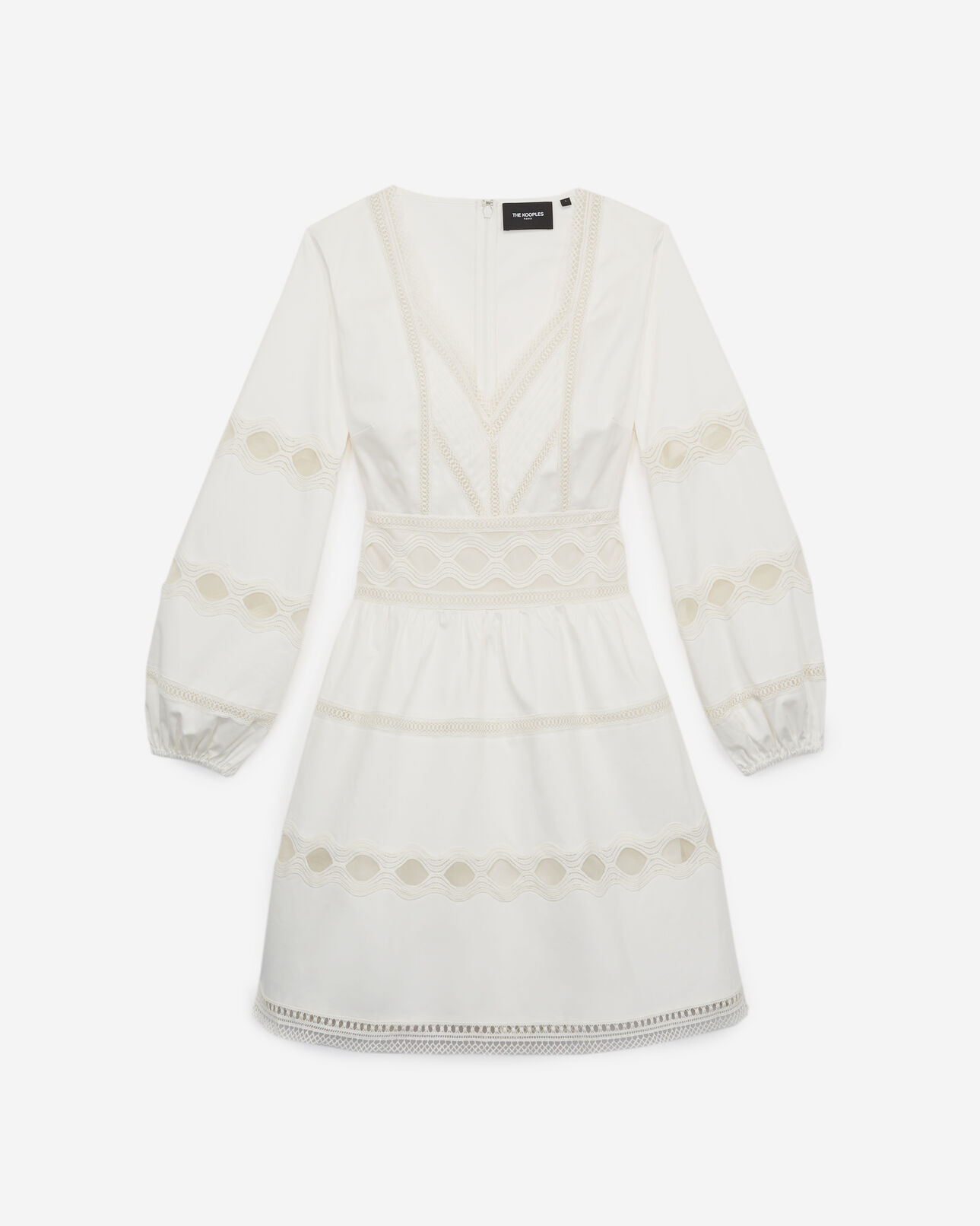 The Kooples FEMME WHITE robe patineuse blanche détails dentelle
