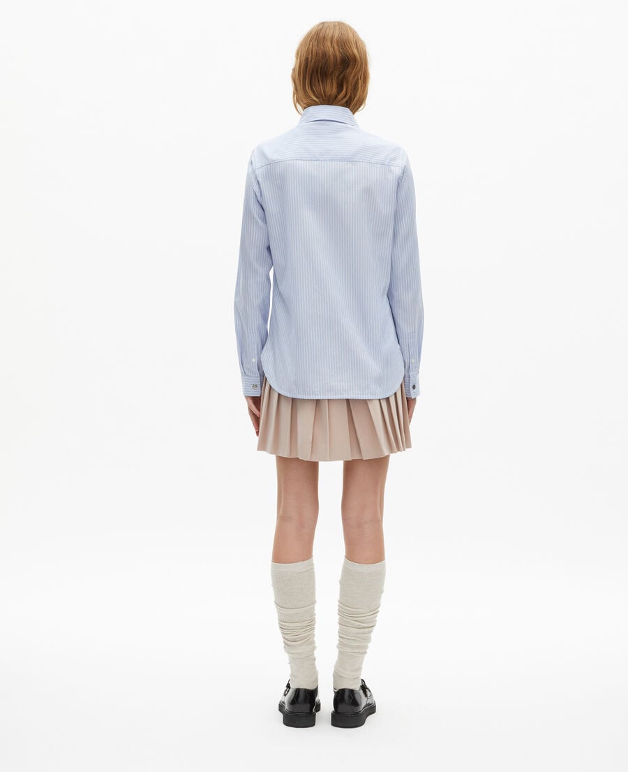 The Kooples FEMME BLUE / WHITE chemise &agrave; rayures en popeline bleue