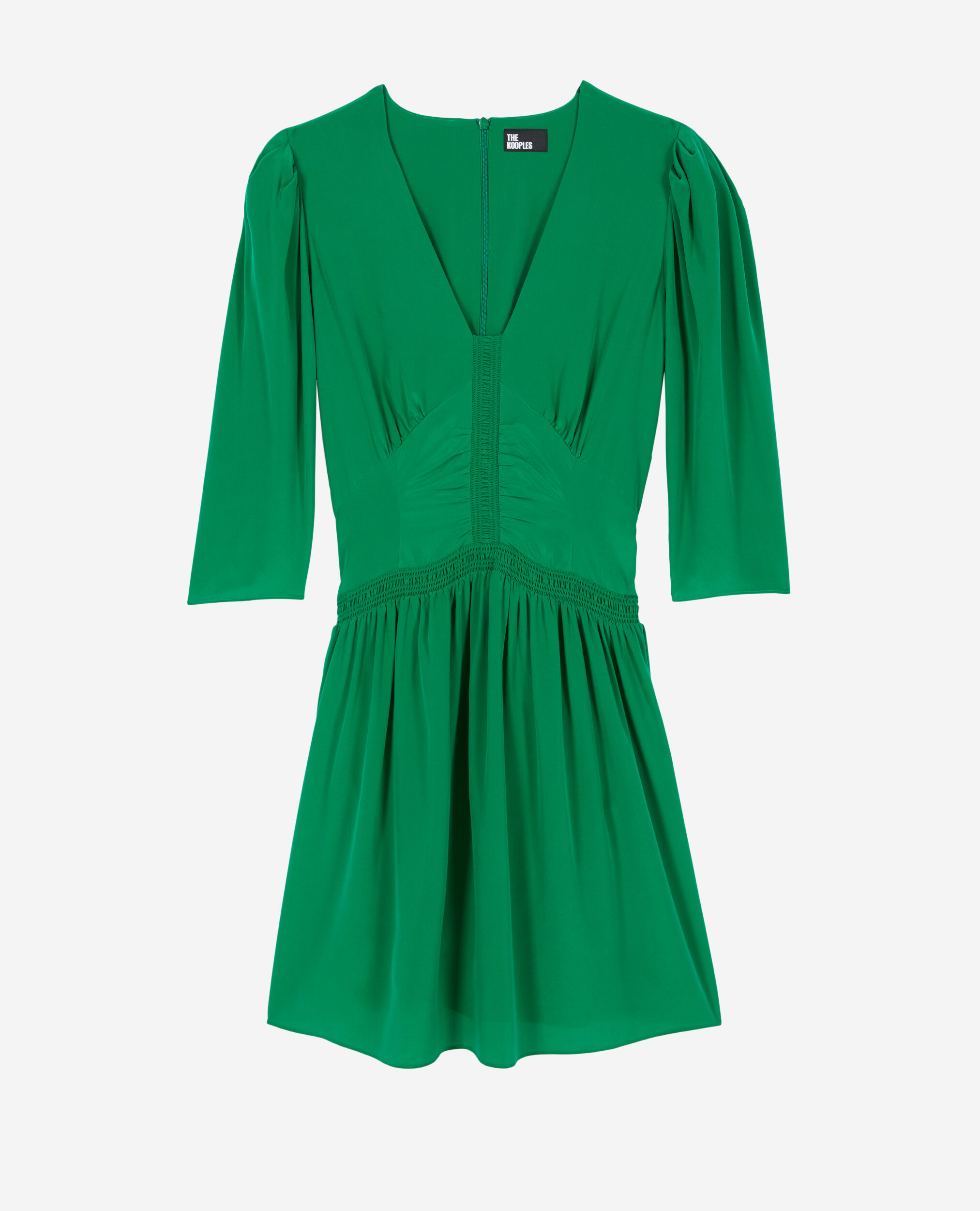 Robe courte verte avec fronces, GREEN, hi-res image number null