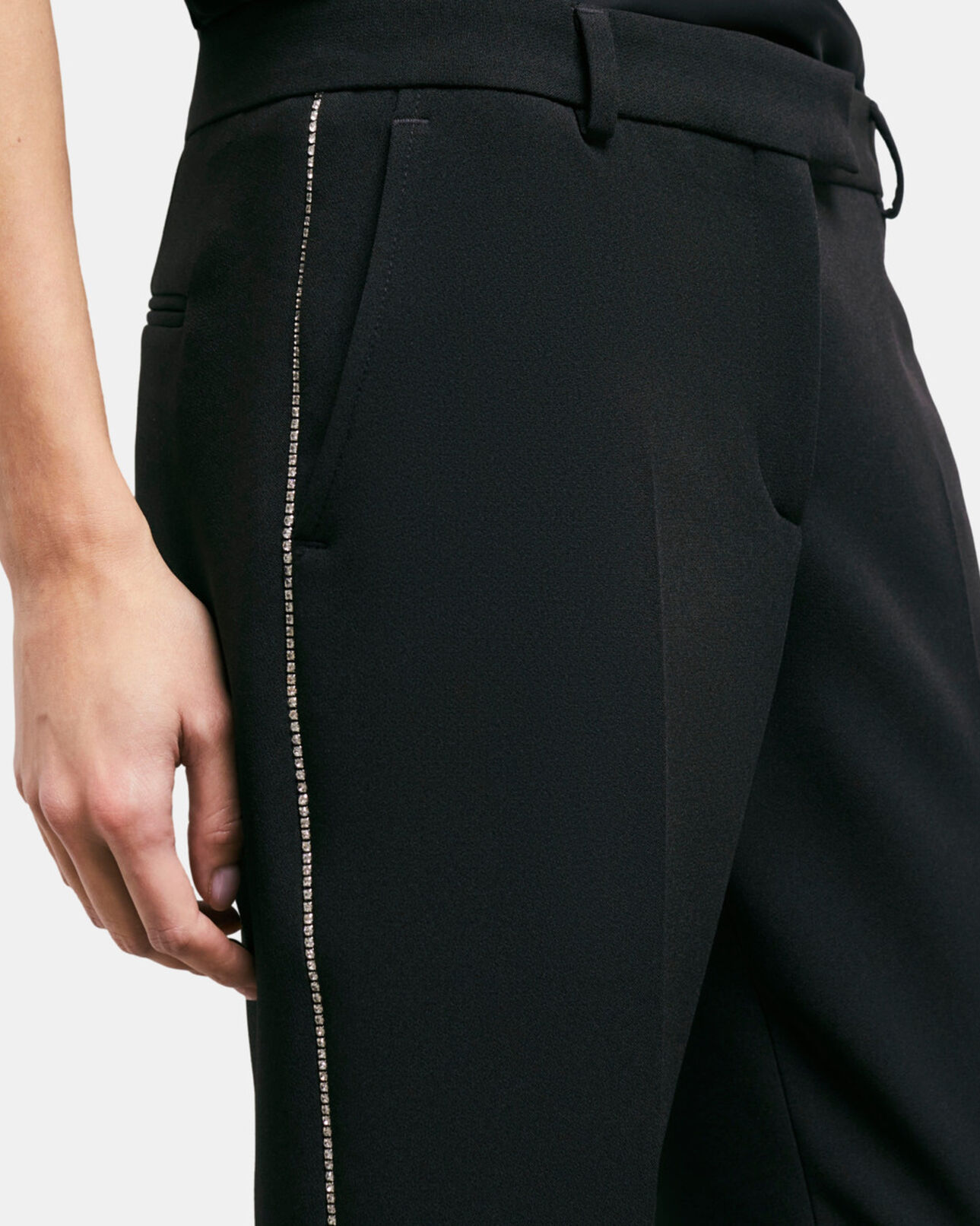 The Kooples WOMEN BLACK black suit pants with rhinestone details