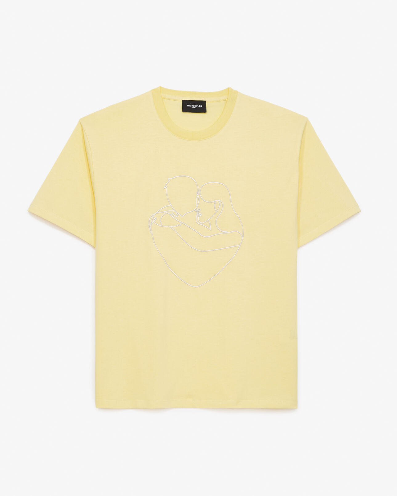 The Kooples HOMME YELLOW t-shirt jaune coton brodé ton sur ton