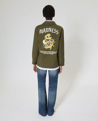 The Kooples F KAKI embroidered back jacket in khaki cotton