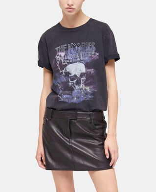 The Kooples FEMME BLACK jupe en cuir à studs noire