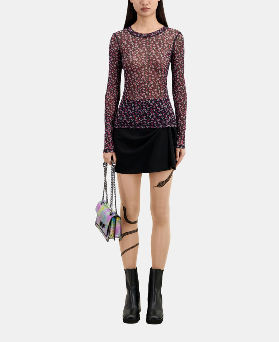 The Kooples FEMME BLACK / PINK t-shirt imprim&eacute;