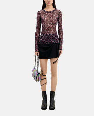 The Kooples FEMME BLACK / PINK t-shirt imprim&eacute;