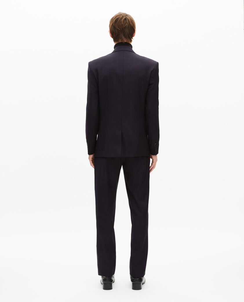 The Kooples H NAVY-RED navy pinstripe double-breasted suit jacket
