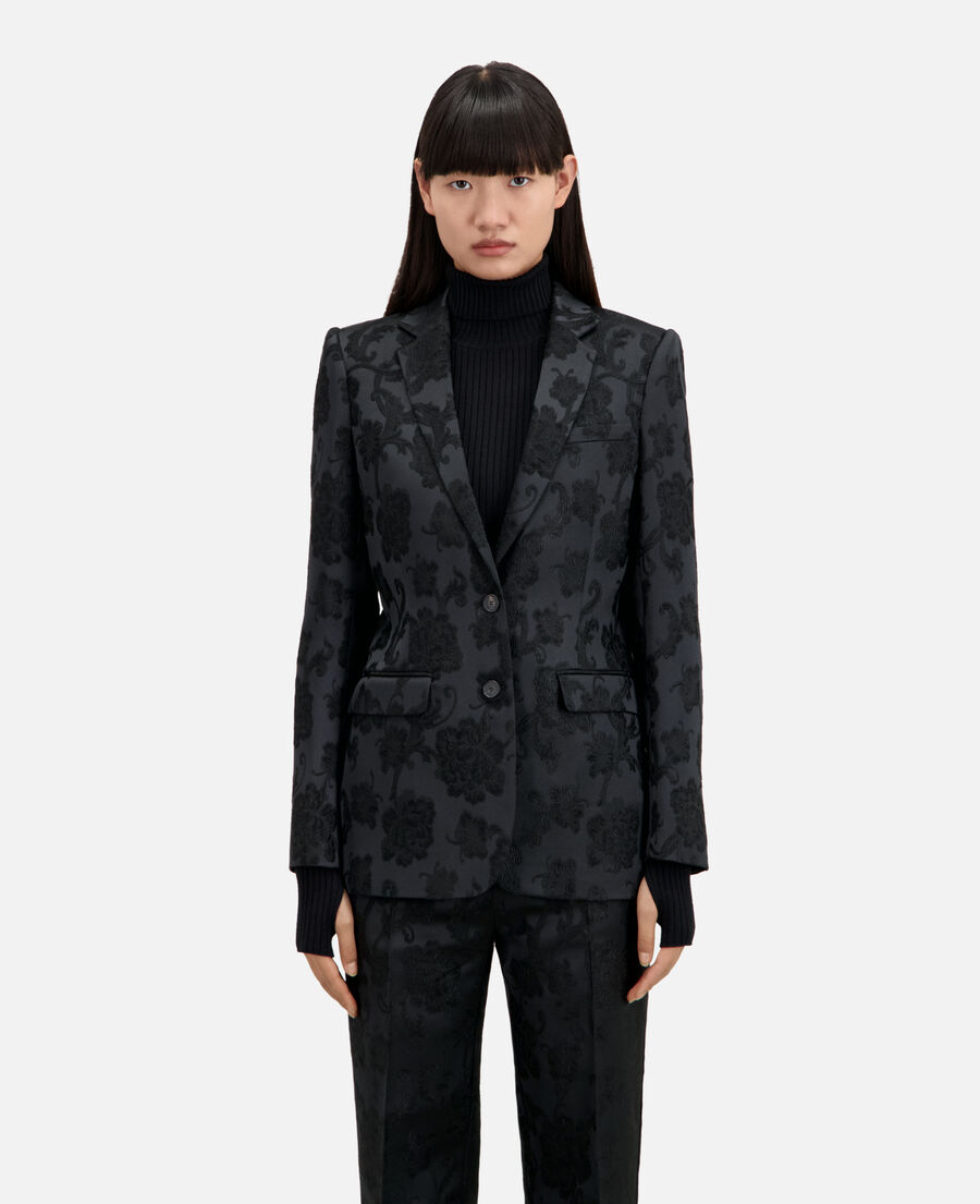 The Kooples FEMME BLACK veste tailleur fleurie noire
