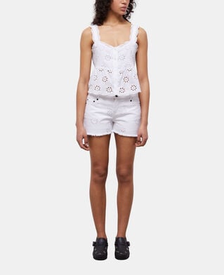 The Kooples WOMEN WHITE short white top with broderie anglaise