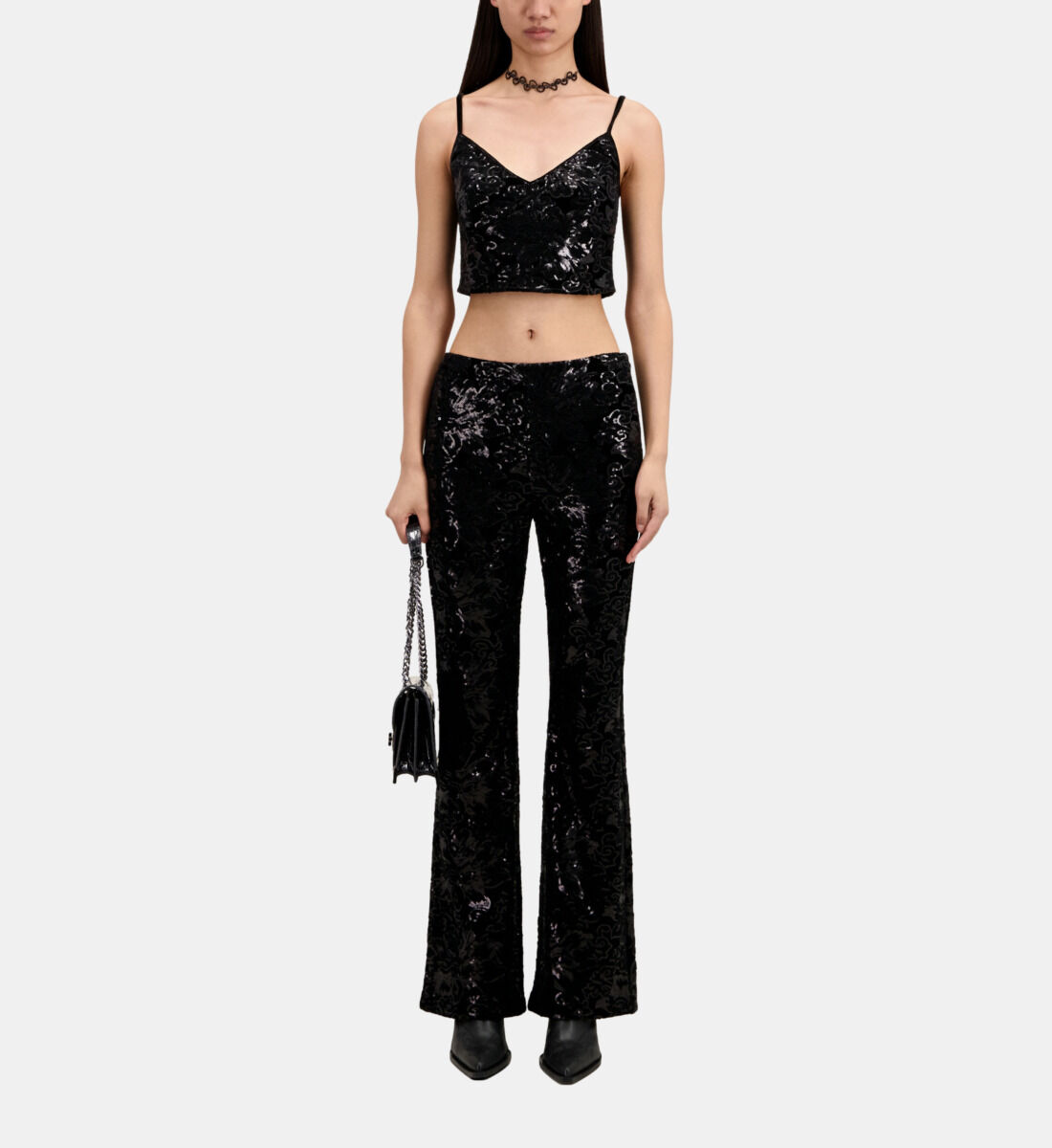 Cropped velvet deals trousers