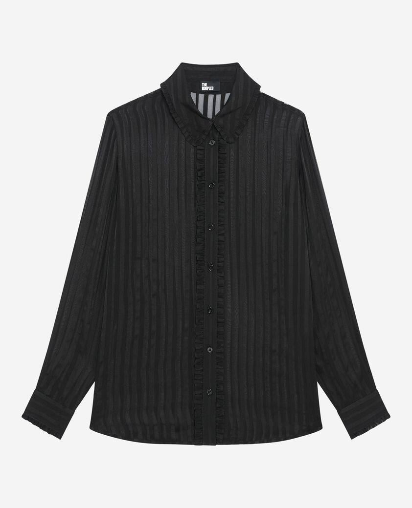 The Kooples MUJER BLACK camisa con volantes de seda negra