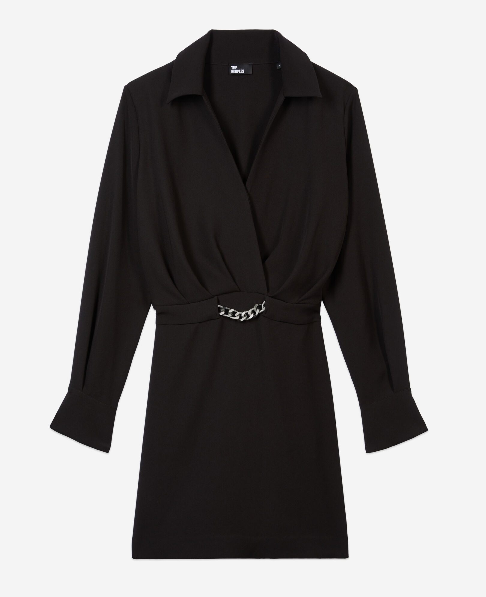 Robe courte en cr??pe avec cha?�ne noire | The Kooples - France