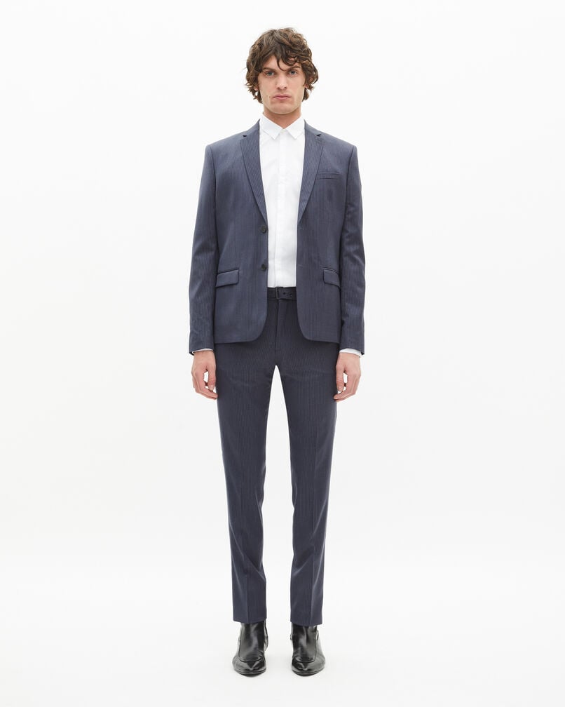 The Kooples HOMME BLUE pantalon de costume à rayures bleu