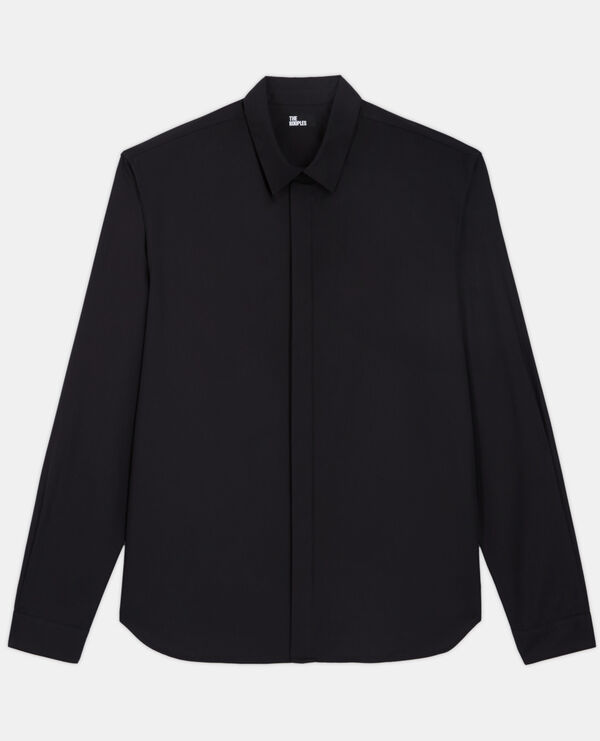 black shirt with classic collar