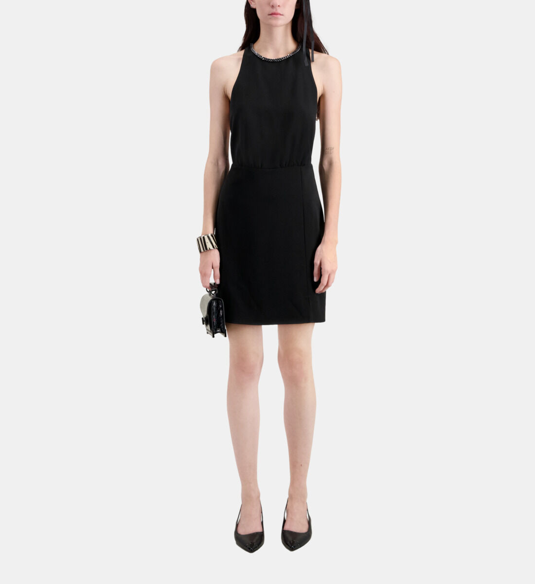Short black crepe dress The Kooples US