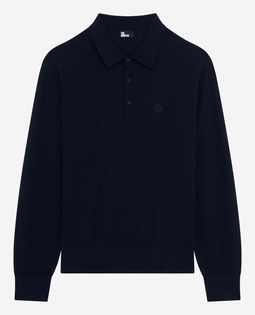 The Kooples MEN NAVY navy merino wool polo-neck sweater