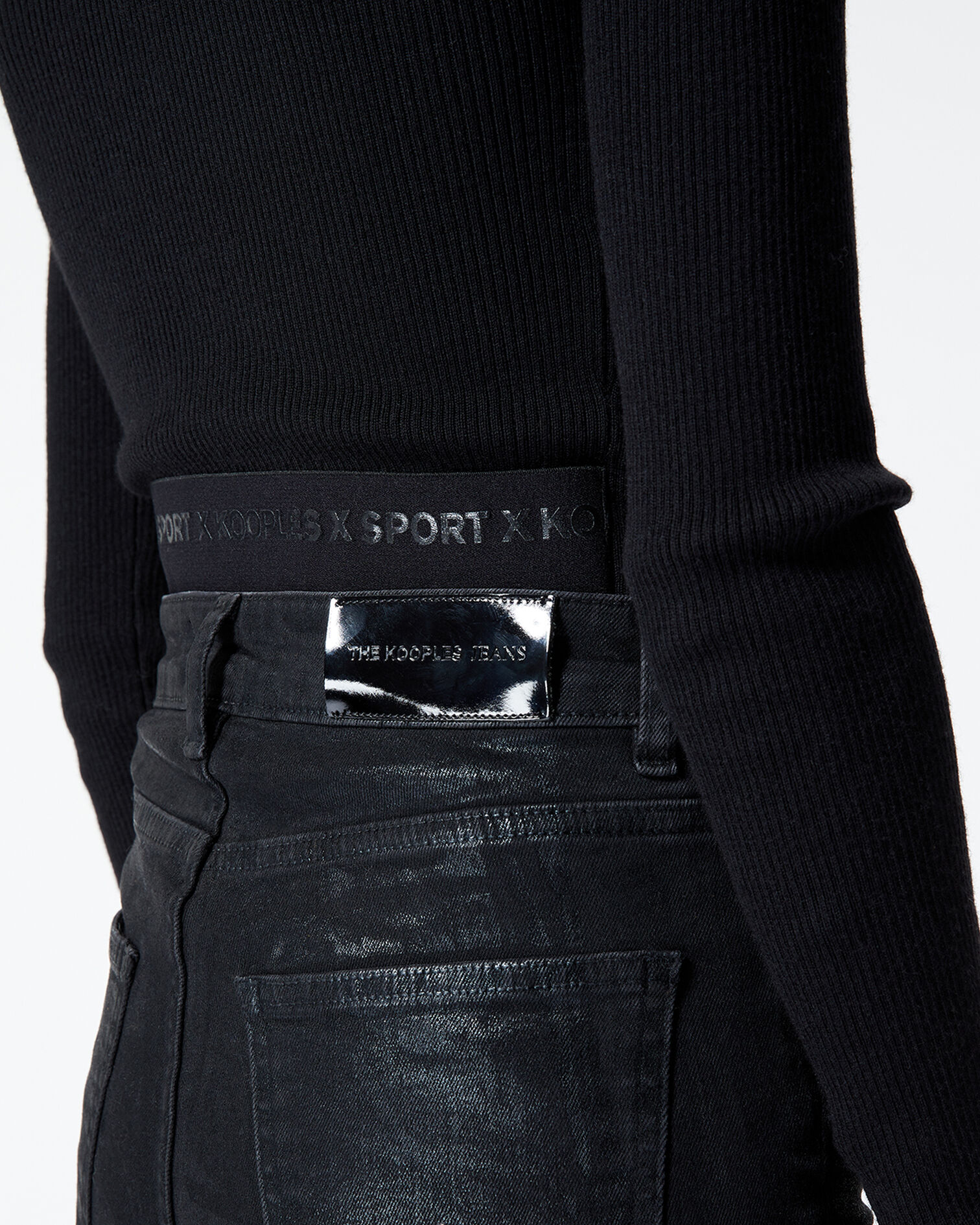 Jean noir enduit à boutons apparents, BLACK, hi-res image number null