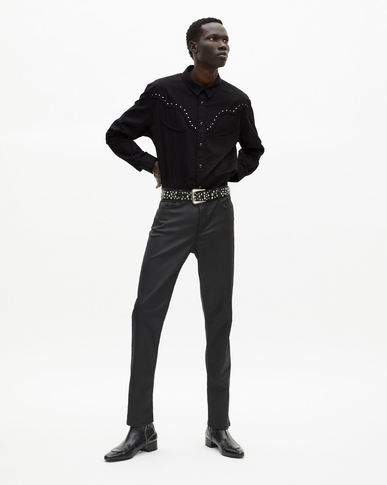 The Kooples HOMME BLACK chemise style western noire