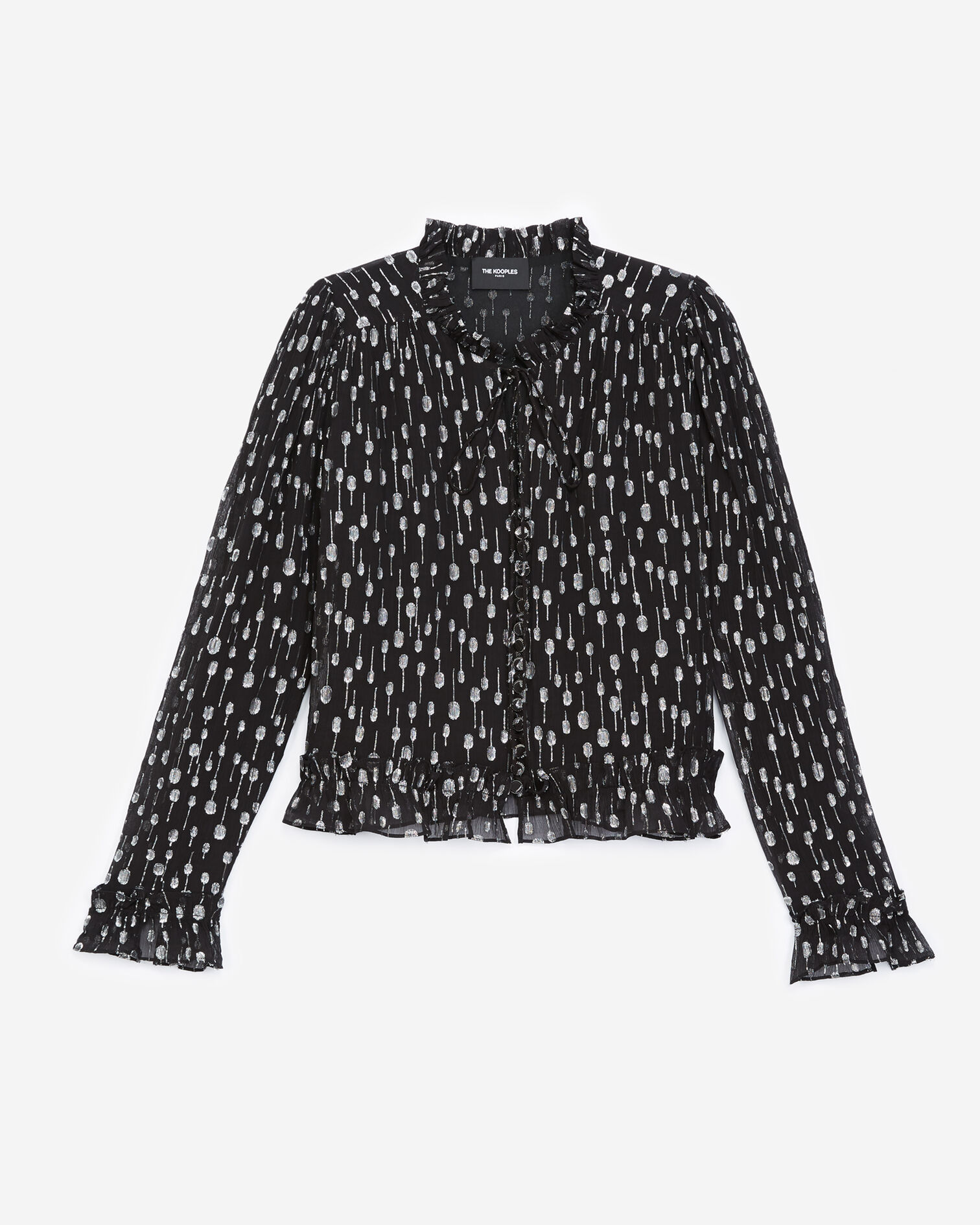 Smart black shirt with silver cuffs, BLACK / SILVER, hi-res image number null