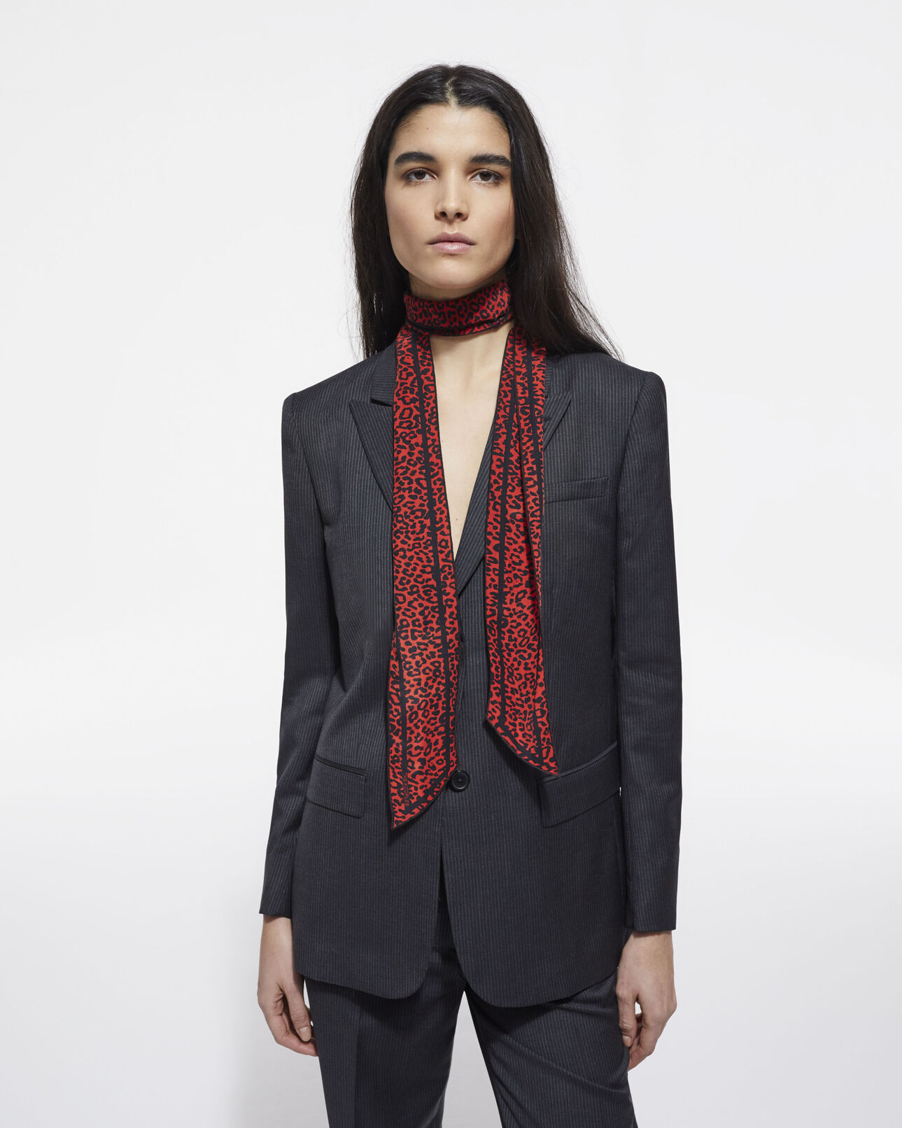 The Kooples UNISEX RED / BLACK rotes leoparden-halstuch