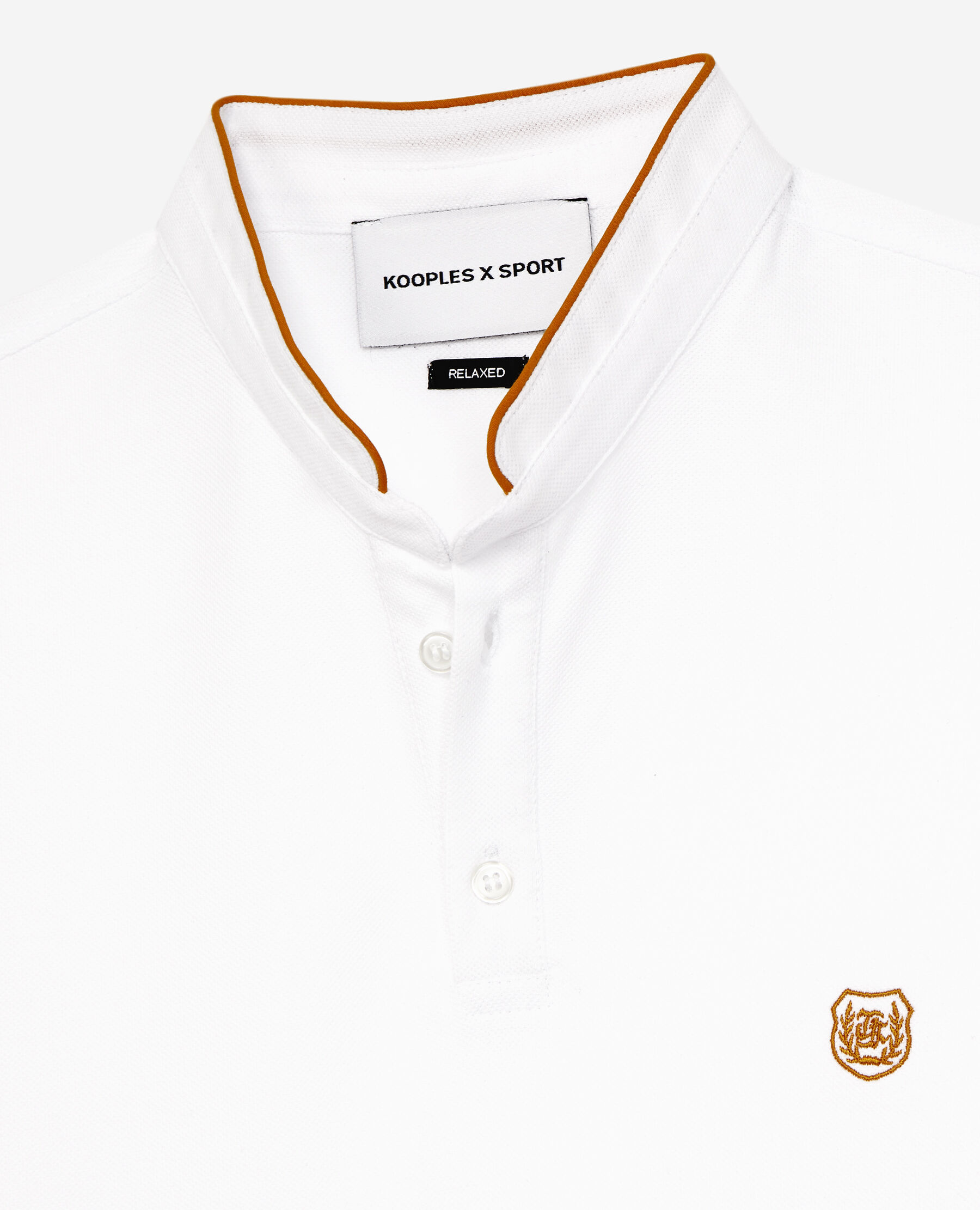 White and gold polo shirt on sale