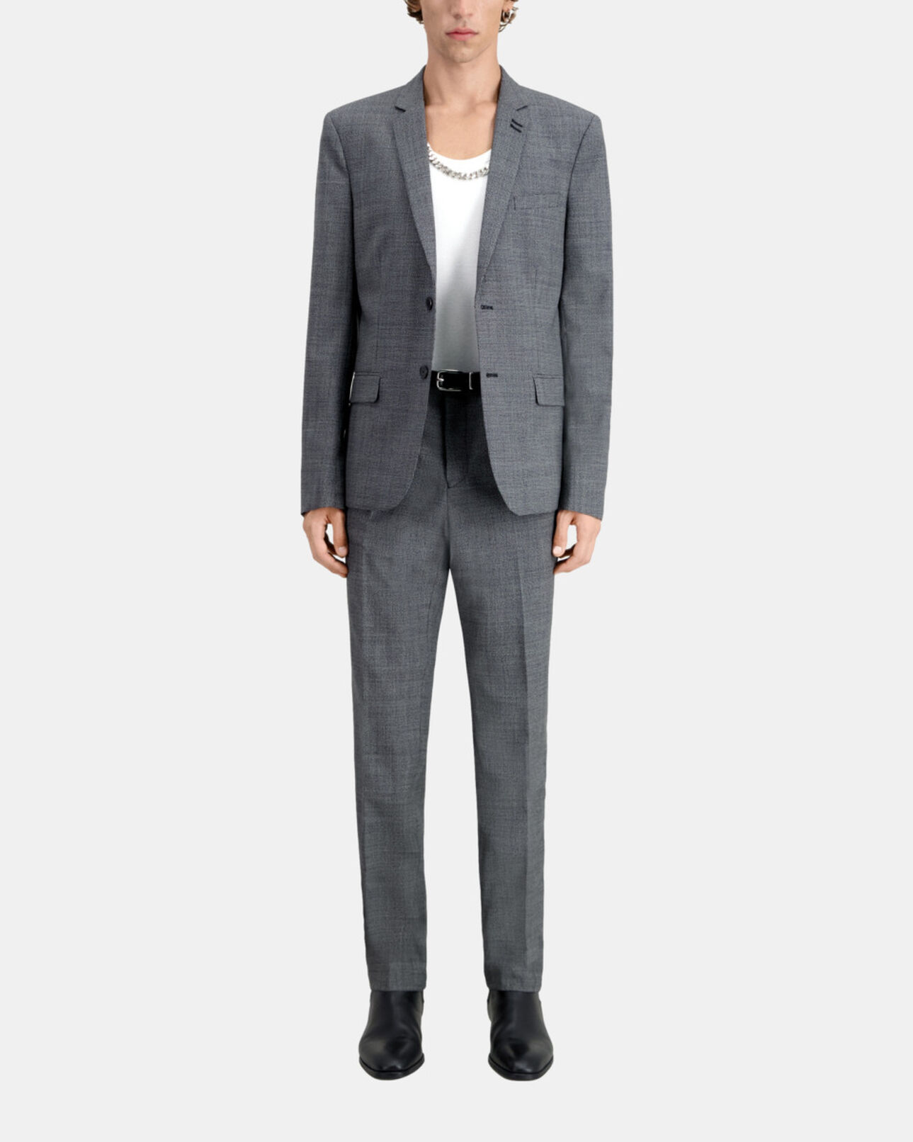 The Kooples HOMME BLACK-ECRU veste de costume noire en laine à micro motifs