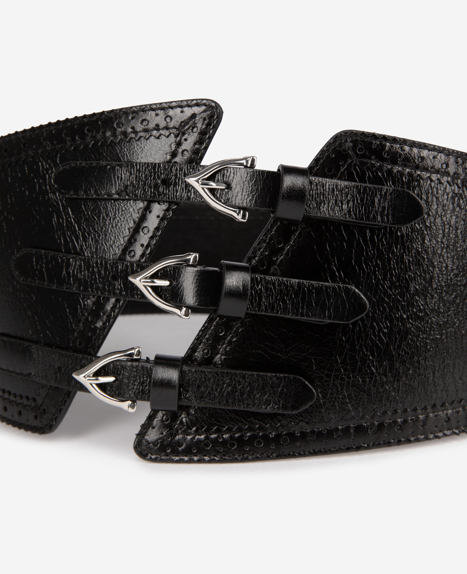 The Kooples FEMME BLACK ceinture corset en cuir noir avec boucles