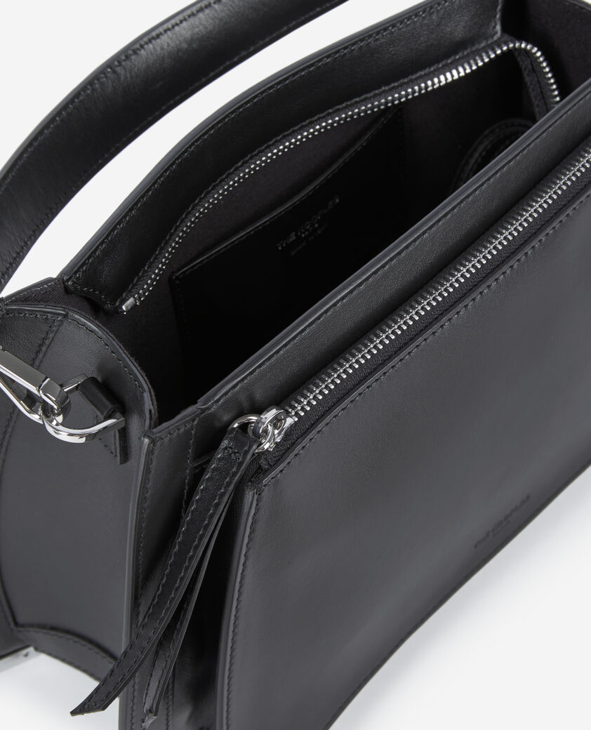 The Kooples WOMEN BLACK black leather trapeze bag