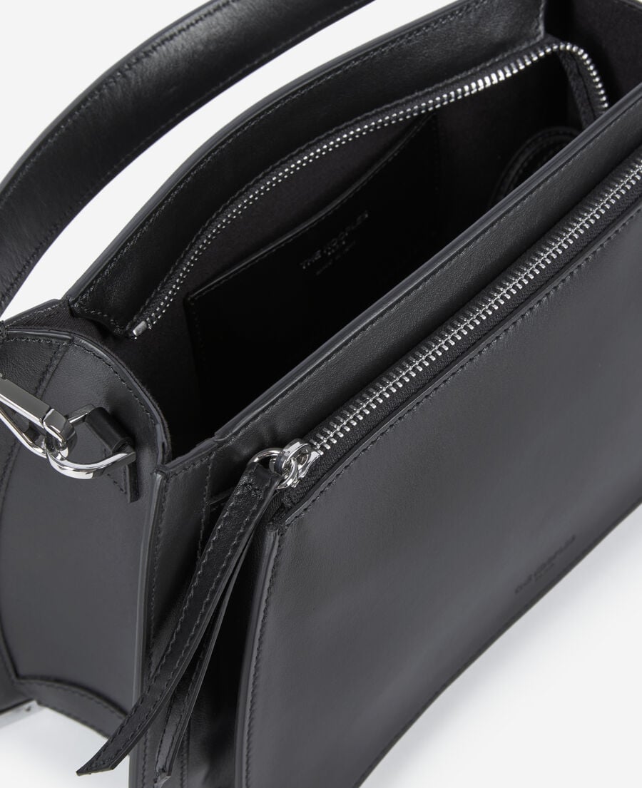 The Kooples WOMEN BLACK black leather trapeze bag