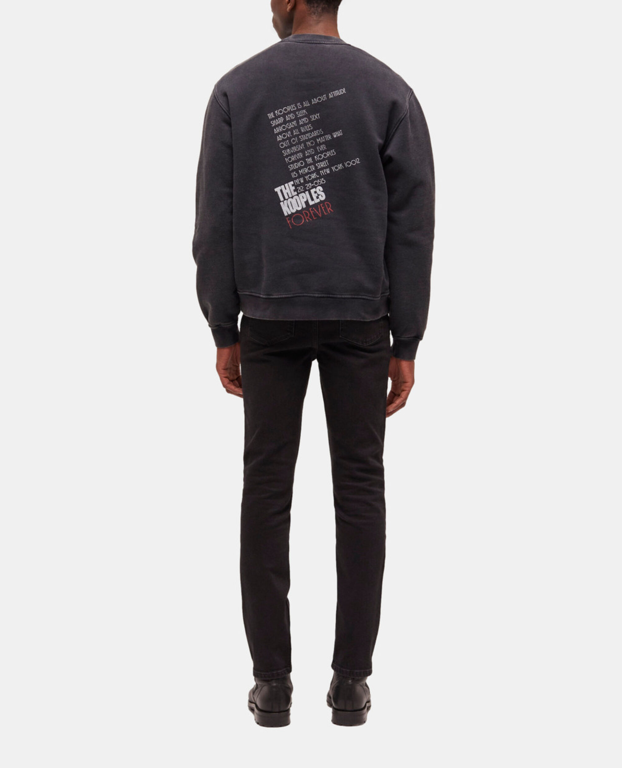 Sweatshirt sérigraphié tigre noir, BLACK WASHED, hi-res image number null