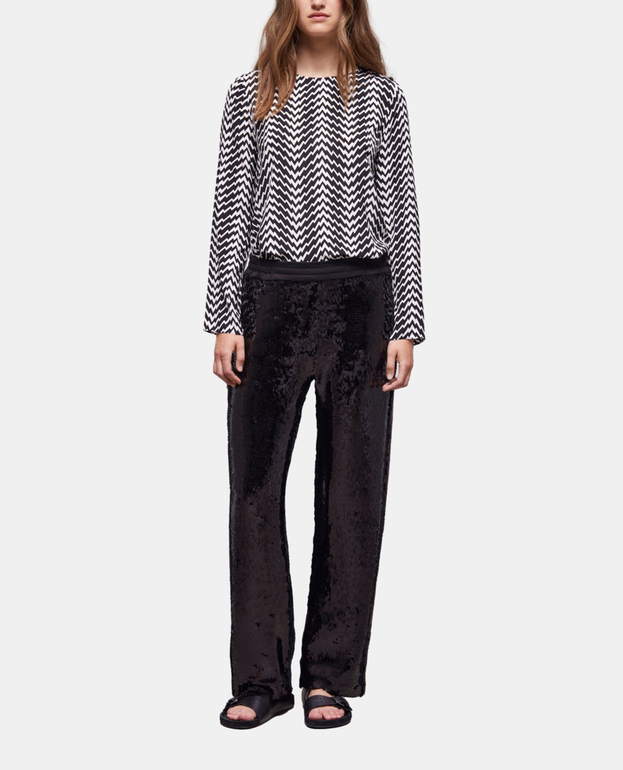 Schwarze Hose mit Pailletten, BLACK, hi-res image number null