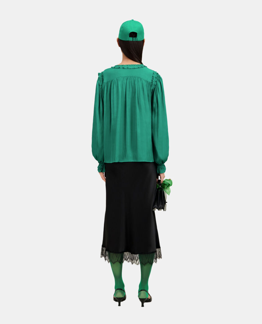 The Kooples WOMEN GREEN green top with shirring