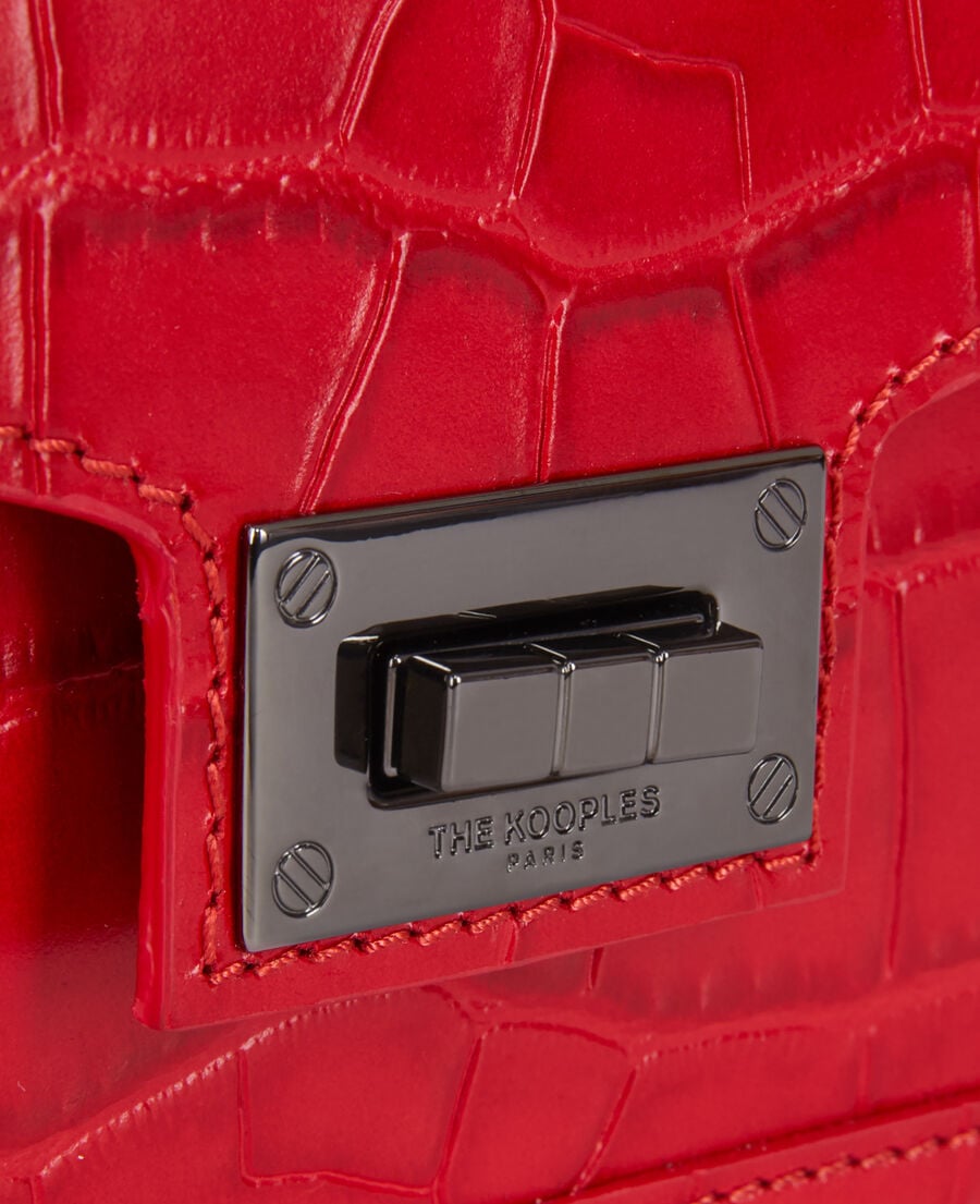 The Kooples WOMEN RED emily chain bag in red crocodile-effect leather