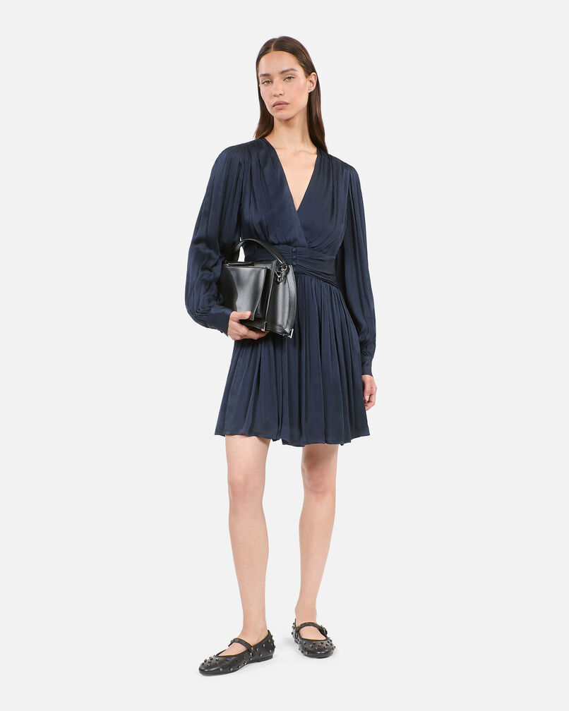 The Kooples WOMEN DARK NAVY navy blue crinckle short dress