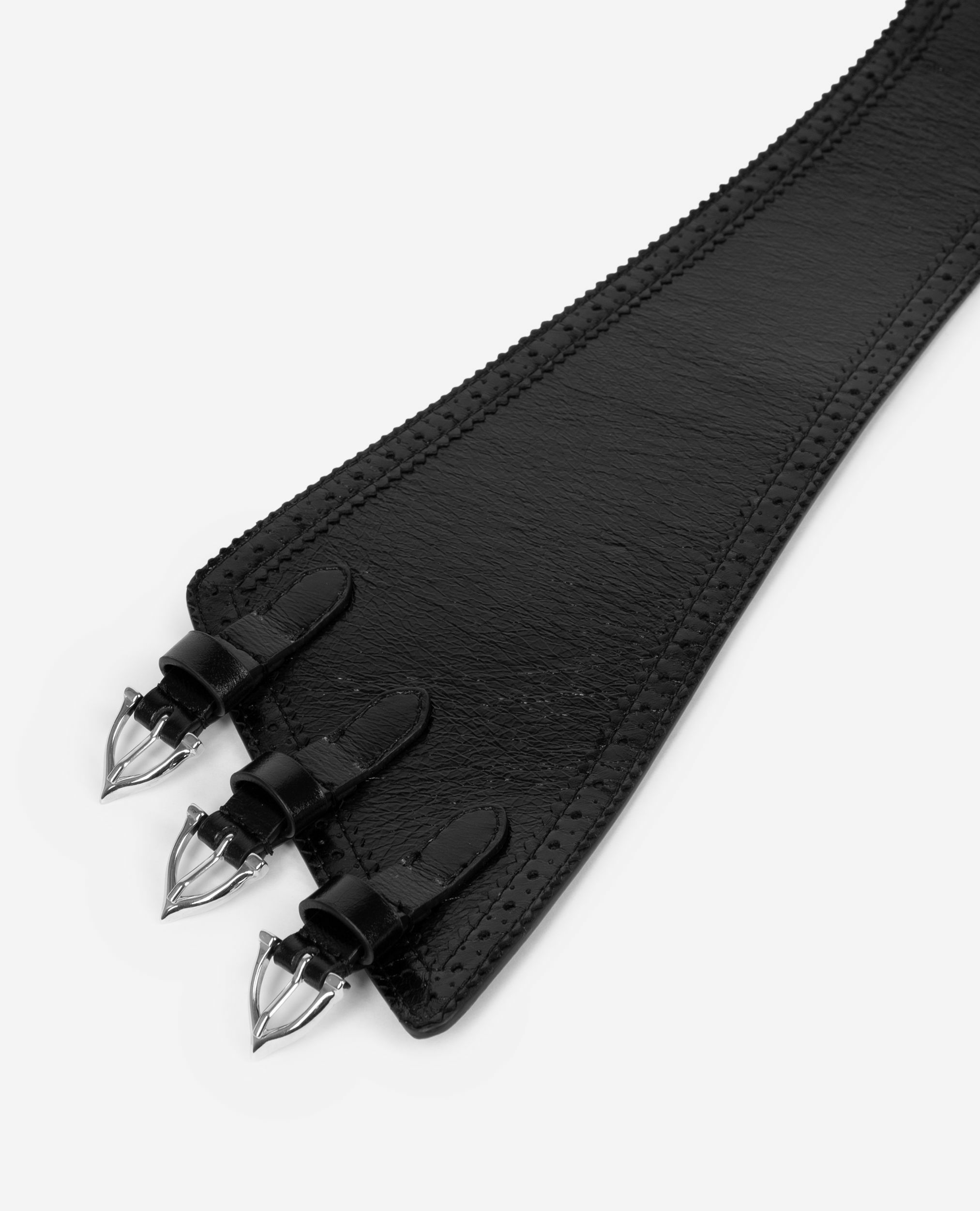 Ceinture corset en cuir noir avec boucles, BLACK, hi-res image number null