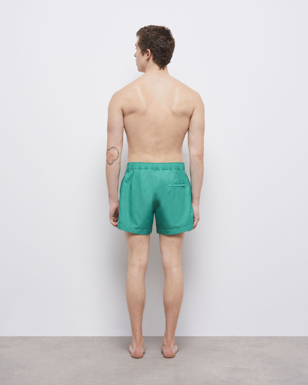 The Kooples H GREEN green swim shorts with logo