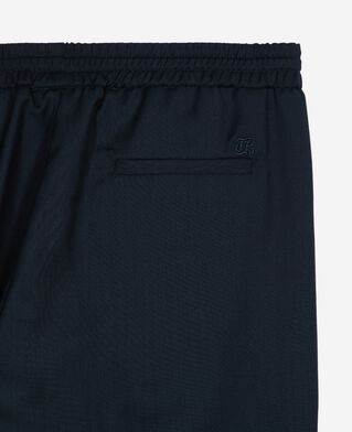 The Kooples DAMEN DARK NAVY gerade geschnittene hose aus wolle in schwarz