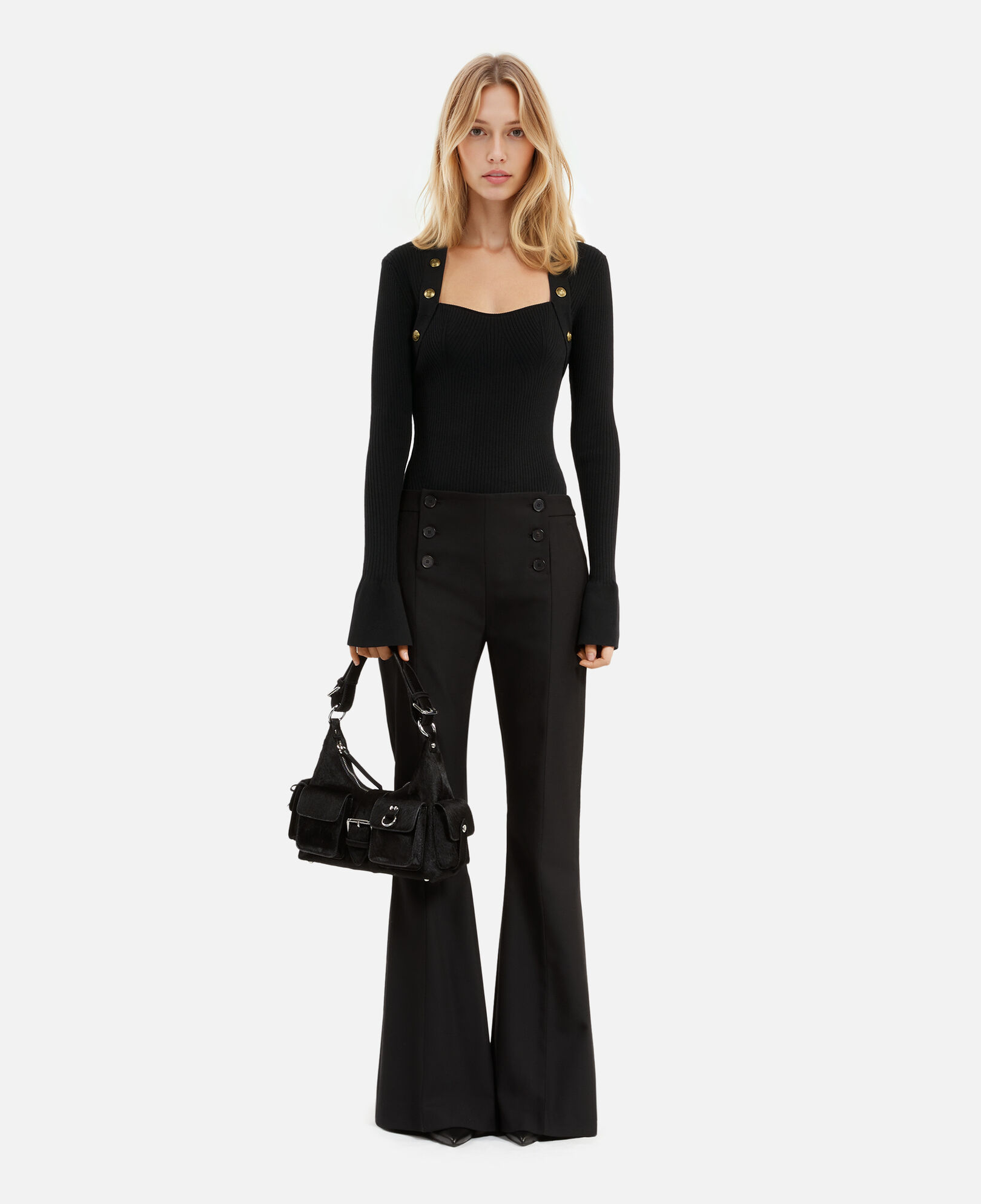 The Kooples WOMEN BLACK black ribbed knit sweater