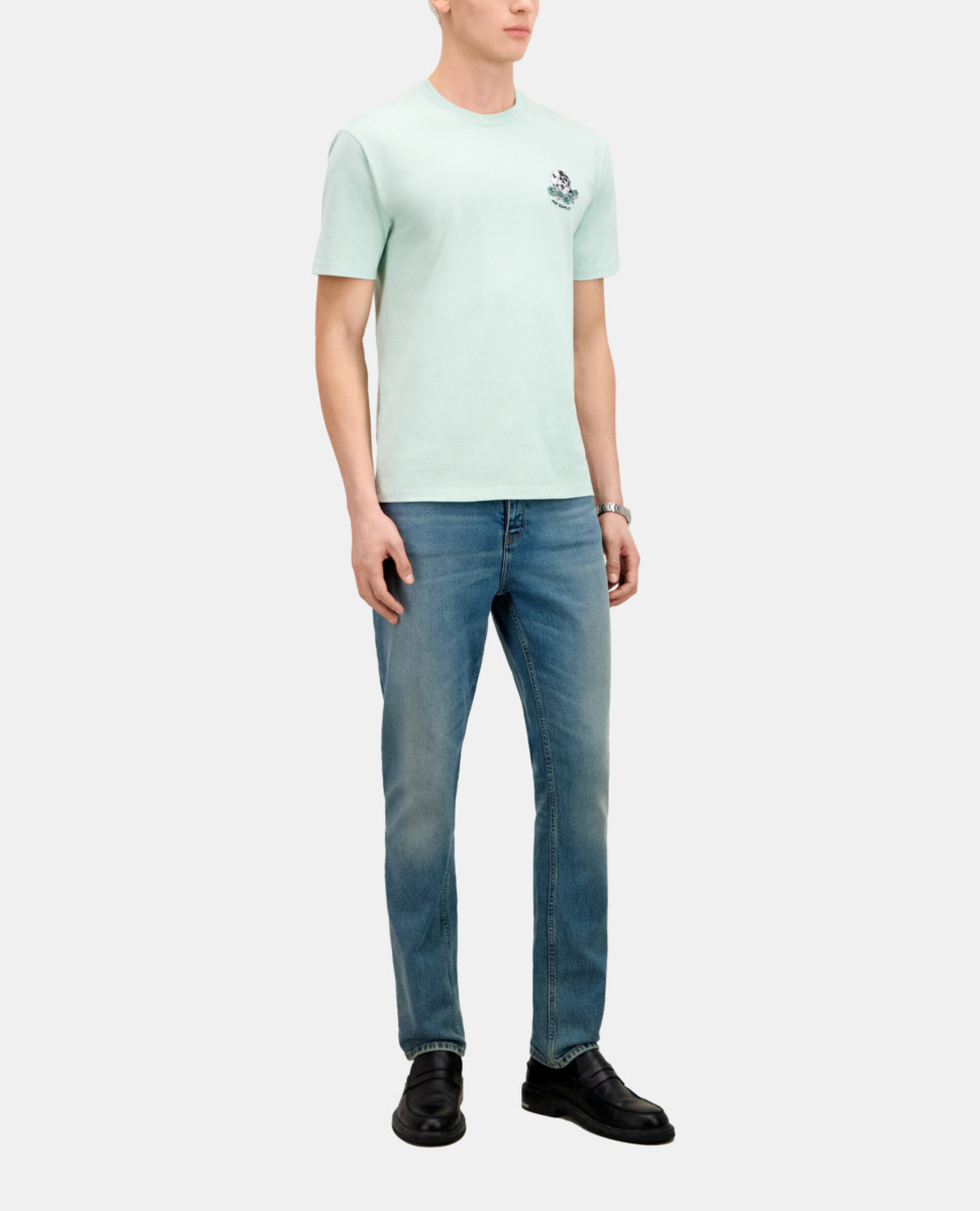 T-shirt Homme vert avec broderie Vintage skull, OCEAN, hi-res image number null