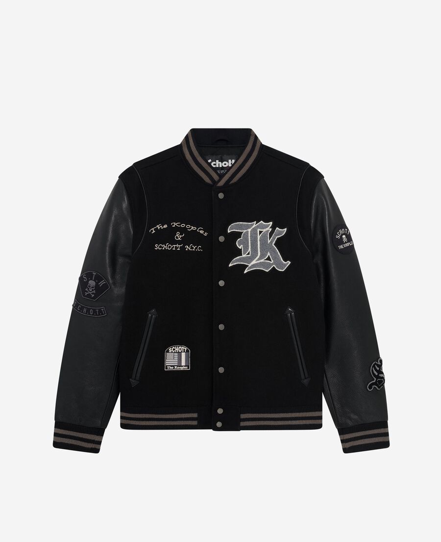 The Kooples F BLACK the kooples x schott nyc black leather varsity jacket